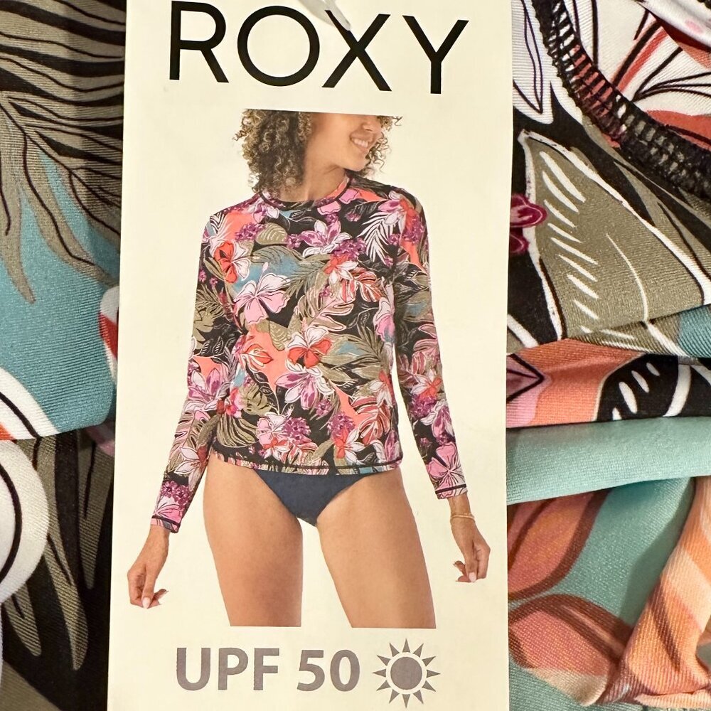 Roxy Sun Swim Shirt Women's Size XS Tropical Pink Rashguard – UPF 50+ Quick-Dry - Picture 12 of 13